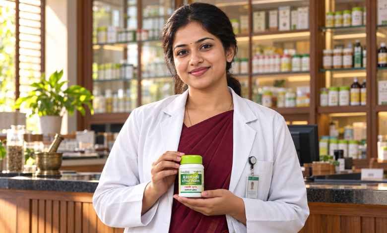 Kerala Ayurvedic Doctor Holding Rasnadi Choornam